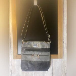 STONE & CO BLACK & GREY LEATHER CROSSBODY EUC